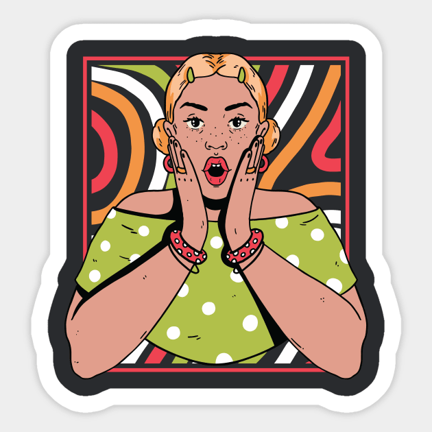 Chisme Queen Pop Art Portrait of Young Woman Gossip AT Sticker by SLAG_Creative